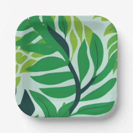 Assiettes En Carton Feuilles botaniques verts