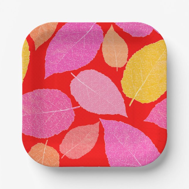 Assiettes En Carton Feuilles d'automne. (Recto)