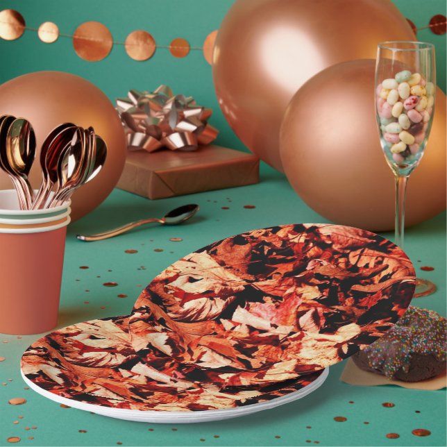 Assiettes En Carton feuilles d'automne (Multi)
