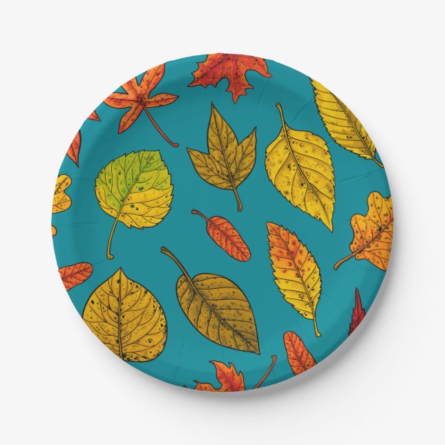 Assiettes En Carton Feuilles d'automne (Devant)