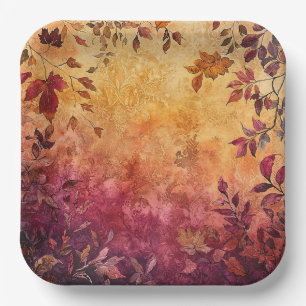 Assiettes En Carton Feuilles d'automne élégantes à l'aquarelle