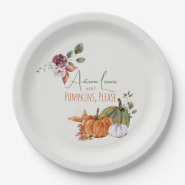 Assiettes En Carton Feuilles d'automne et Citrouilles s'il vous plaît
