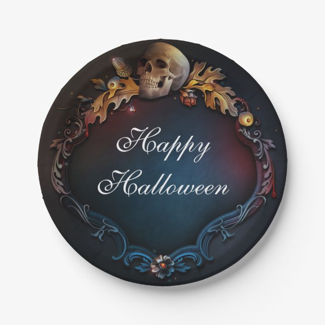 Assiettes En Carton Feuilles d'automne et fête d'Halloween d'automne (Devant)