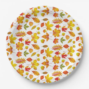 Assiettes En Carton Feuilles d'automne lumineuses
