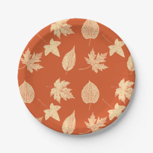 Assiettes En Carton Feuilles d'automne - mandarin orange