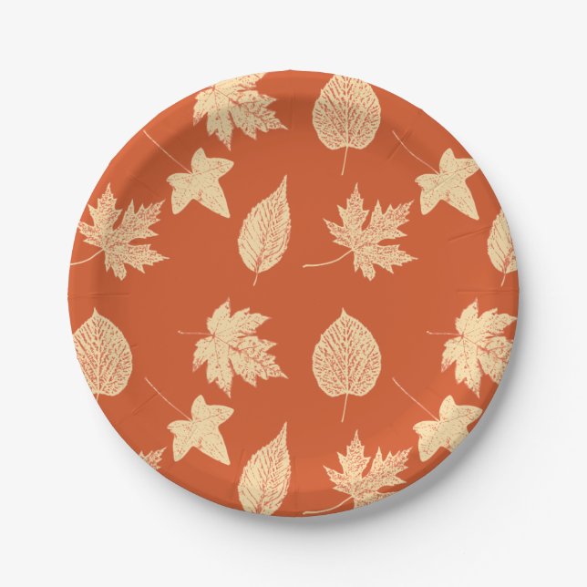 Assiettes En Carton Feuilles d'automne - mandarin orange (Devant)
