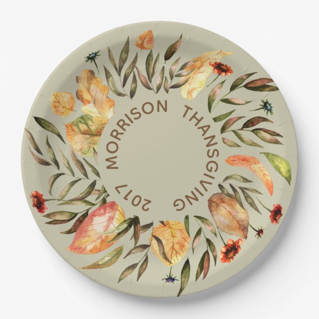 Assiettes En Carton Feuilles d'automne personnalisées Plaque de papier (Devant)
