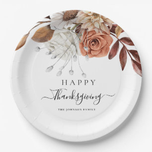Assiettes En Carton Feuilles d'automne rustiques Joyeux Thanksgiving