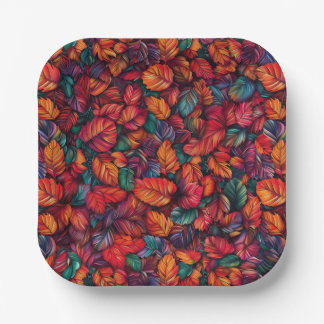 Assiettes En Carton Feuilles d'automne vibrantes