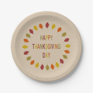 Assiettes En Carton Feuilles de chêne de Thanksgiving
