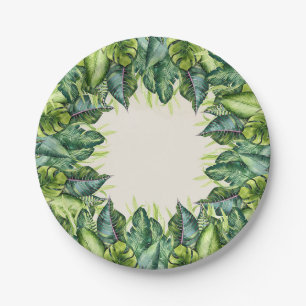 Assiettes En Carton Feuilles de jungle tropicale Fête d'anniversaire b