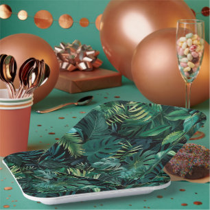Assiettes En Carton Feuilles de la forêt tropicale tropicale