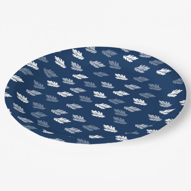 Assiettes En Carton Feuilles de la marine Blue Antique Motif (Angle)