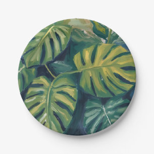 Assiettes En Carton Feuilles de Monstera Aquarelle Botanique