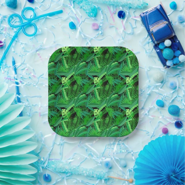 Assiettes En Carton Feuilles De Palmiers Tropicaux (Fête)