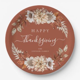 Assiettes En Carton Feuilles de Rustique d'Automne Joyeux Thanksgiving