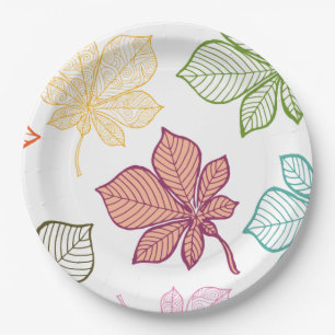 Assiettes En Carton Feuilles stylisés 8