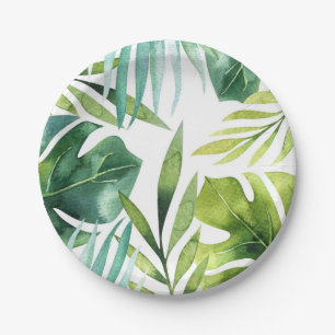 Assiettes En Carton Feuilles Tropicales Mariage Fête d'Été Hawaïen