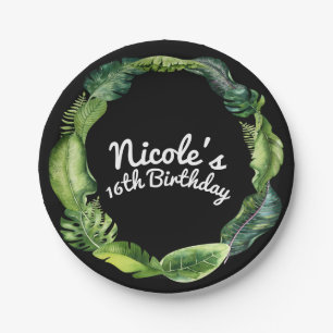 Assiettes En Carton Feuilles tropicaux Élégant Chic Mariage d'été Luau
