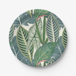 Assiettes En Carton feuilles tropicaux verts