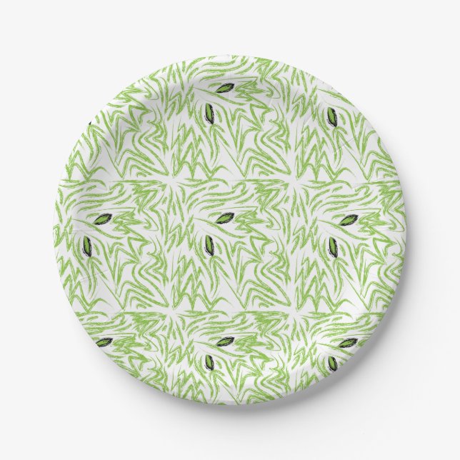 Assiettes En Carton Feuilles Vertes Tropicales Verdure (Devant)