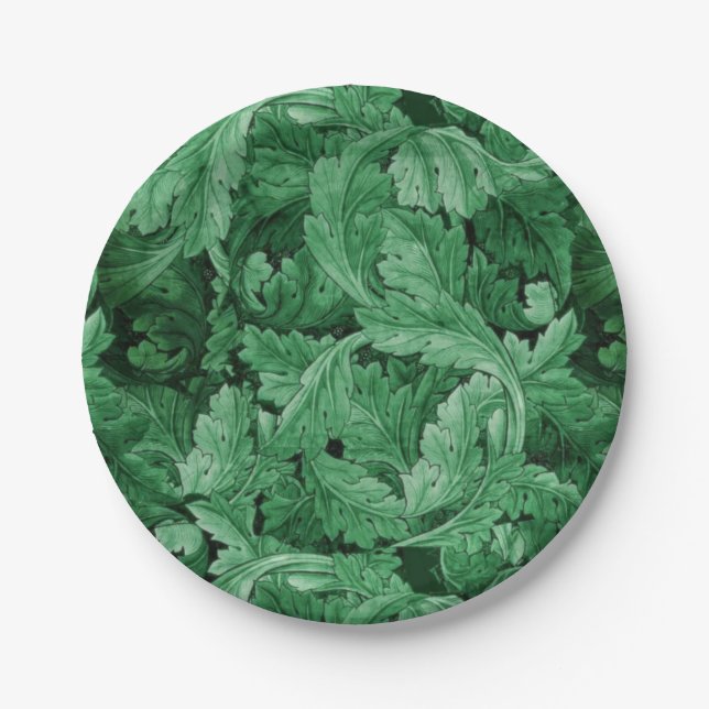 Assiettes En Carton Feuilles verts (par William Morris) (Devant)