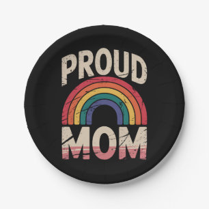 Assiettes En Carton Fier Maman Rainbow LGBTQ Gay pride Ally