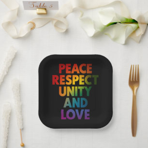 Assiettes En Carton Fierté Paix Respect Unité Et Amour