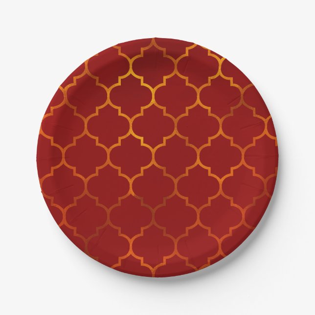 Assiettes En Carton Fiery Red Gold Royal Indien Arabe Thème Marocain (Devant)