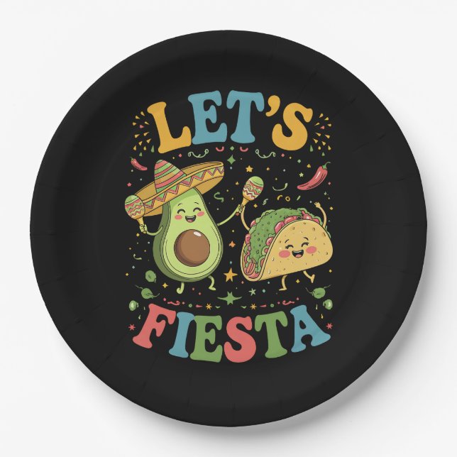 Assiettes En Carton Fiesta Avocado Et Tacos Cinco De Mayo (Devant)