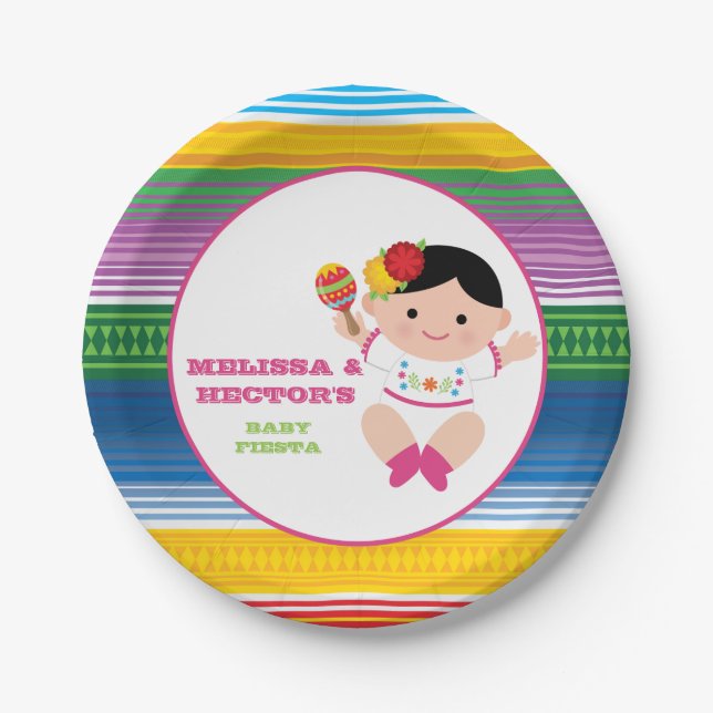Assiettes En Carton Fiesta Baby shower Plates, soirée mexicaine (Devant)