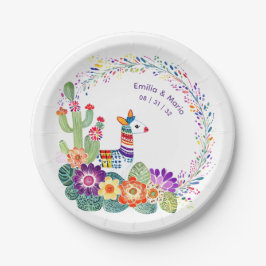 Assiettes En Carton FIESTA Cactus Folkart Fleurs Personnalisé