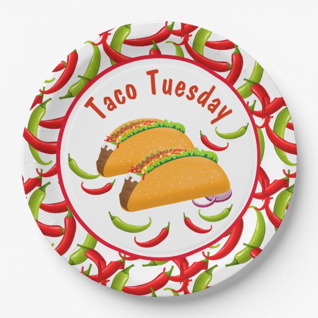 Assiettes En Carton Fiesta Food mexicaine Taco Mardi Food Party (Devant)