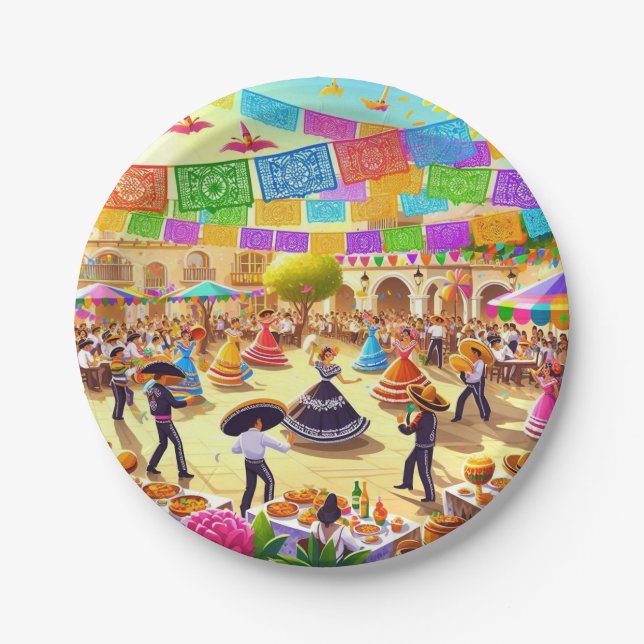 Assiettes En Carton Fiesta mexicaine (Devant)