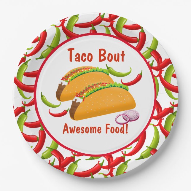 Assiettes En Carton Fiesta mexicaine Nourriture Taco Bout Awesome Food (Devant)