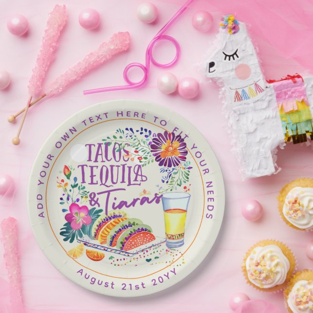 Assiettes En Carton FIESTA Tacos Tequila et Diadèmes (Fête)