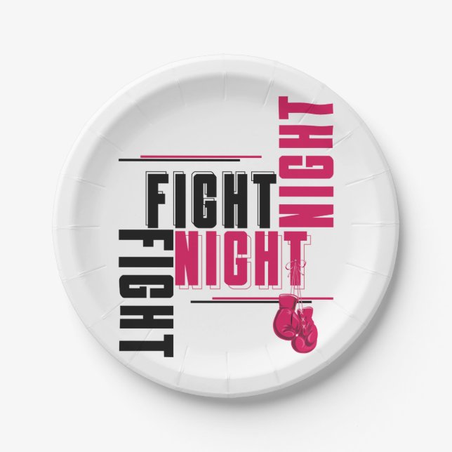 Assiettes En Carton Fight Night and Chill (Devant)