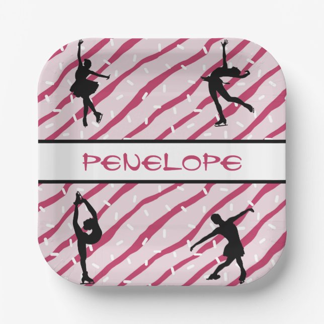 Assiettes En Carton Figure Patinage Girl Pepperment Sprinkle Rose (Recto)