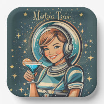 Fille Astro Rétro Futuriste Temps Martini
