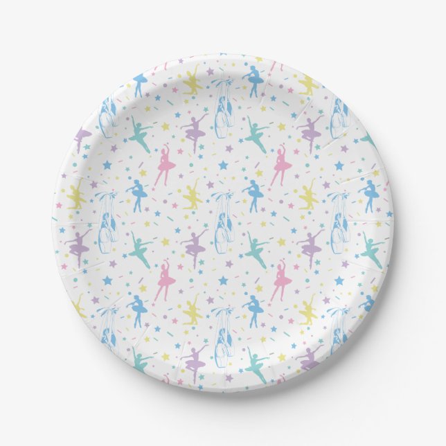 Assiettes En Carton Fille Ballerina Danseuse - Motif de ballet (Devant)