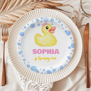 Assiettes En Carton Fille canard en caoutchouc Baby shower d'anniversa