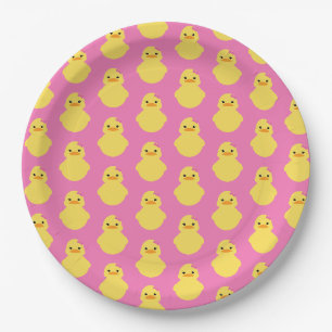 Assiettes En Carton fille caoutchouc canard BABY SHOWER rose