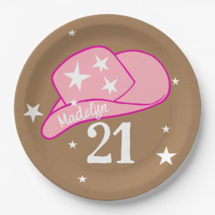 Assiettes En Carton Fille Casquette occidentale moderne Fille rose 21e