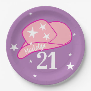 Assiettes En Carton Fille Casquette occidentale moderne Fille rose 21e
