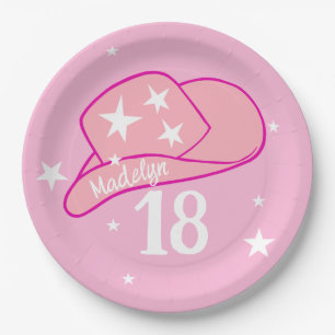 Assiettes En Carton Fille Casquette occidentale  rose moderne 18e anni