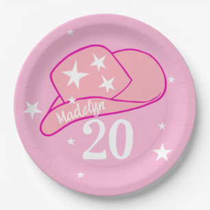 Assiettes En Carton Fille Casquette occidentale  rose moderne 20e anni