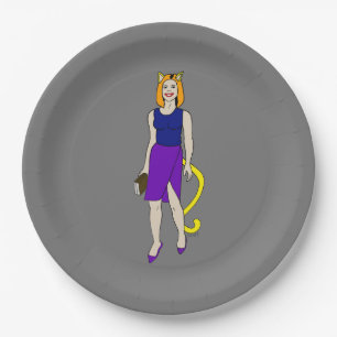 Assiettes En Carton fille chat