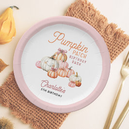 Assiettes En Carton Fille Citrouille Patch Bows fête d'anniversaire