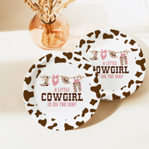 Assiettes En Carton Fille cow-girl occidentale Shower de bébé rose