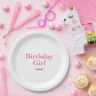 Assiettes En Carton Fille d'anniversaire